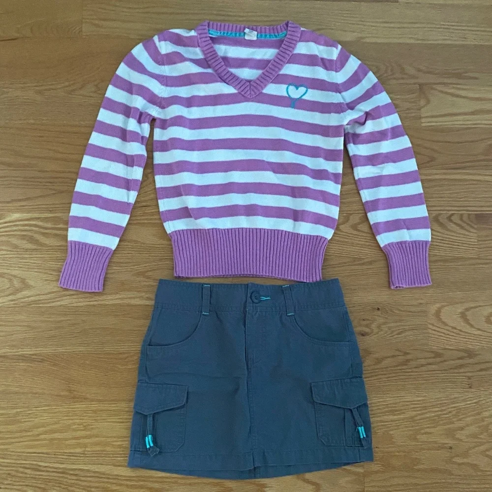 Old Navy Girls NWOT Cargo Skirt + Cotton Sweater L(10/12)